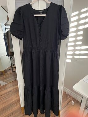 Simply Vera Vera Wang Black Puff-Sleeve Maxi Dress